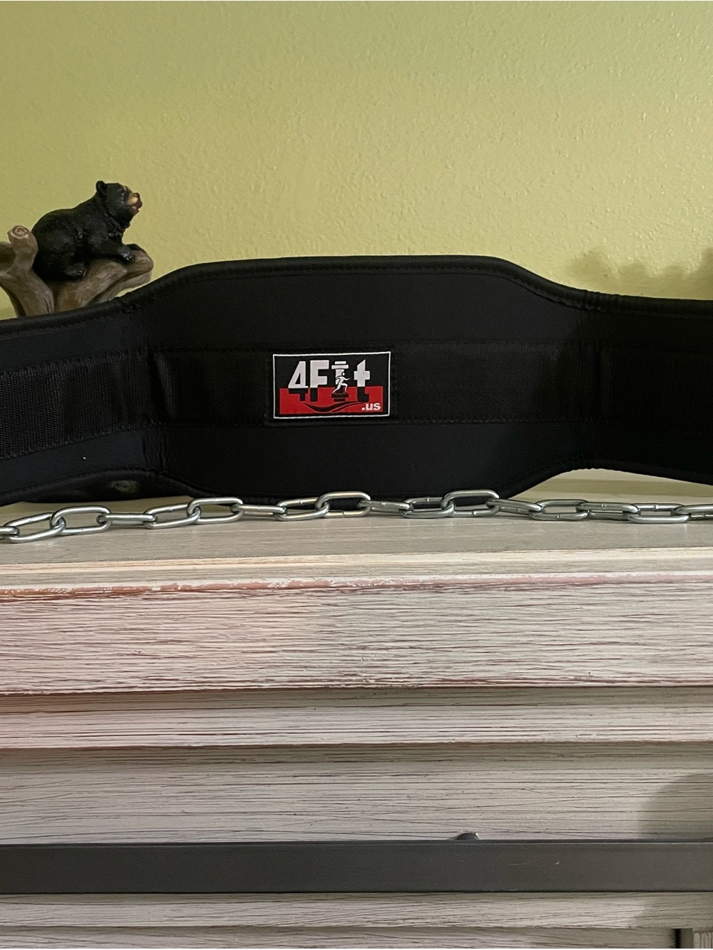 Black Padded Weightlifting Dip Belt with Chain